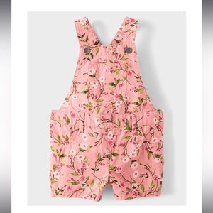The Children's Place Floral Pink Overall Shorts in Rose Petal